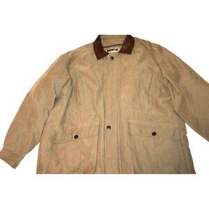 Rainforest Heritage Barn Coat Men XL Canvas Field Jacket Leather Collar Granola